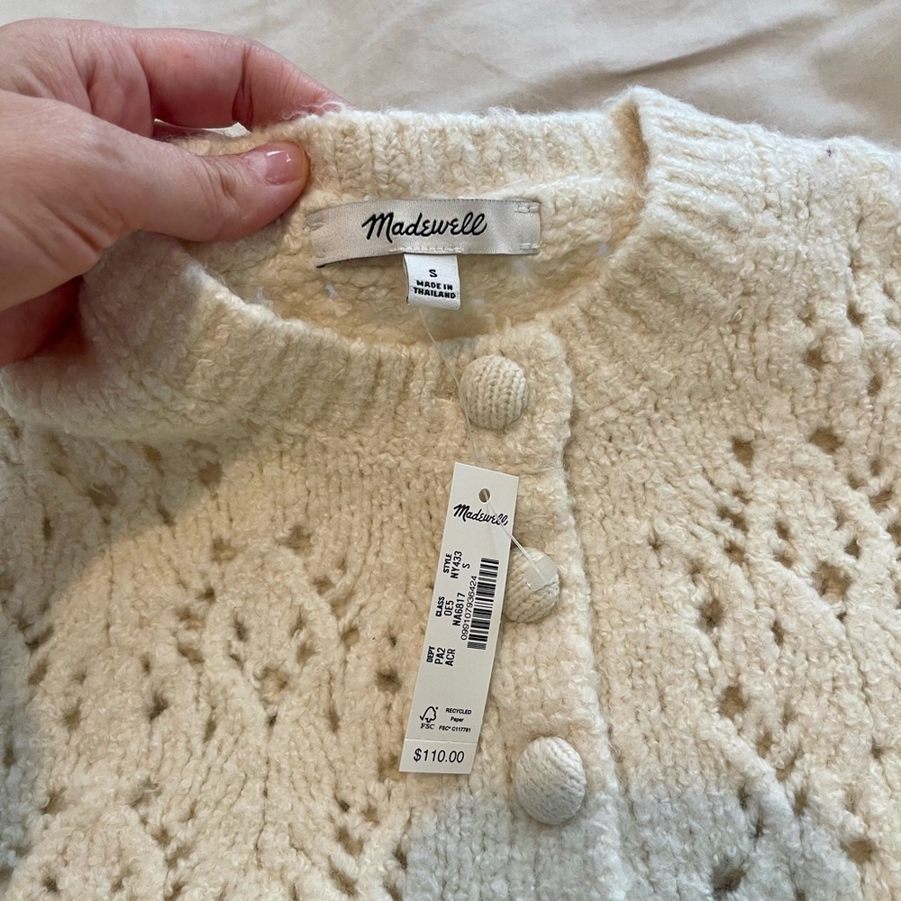 Madewell Pointelle-Stitch Cardigan in Cotton Blend Size S - Picture 7 of 9